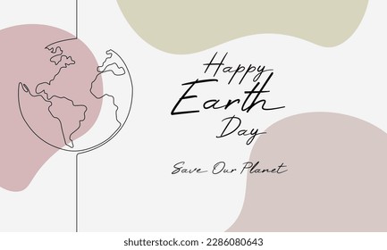 Earth day with world globe hand drawn illustration minimalist background