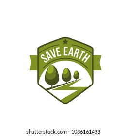 Earth day world green environment event icon for nature and planet conservation. Vector symbol of green trees for global earth environmental pollution protection on 22 April flat design template