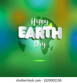 Earth Day. Earth World map globe sign. lettering in paper style. Greeting card, poster, web design. Typography poster