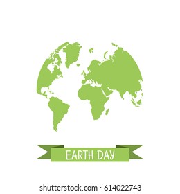 Earth day with world map on a white background