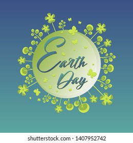 Earth day. World with tree vector.
