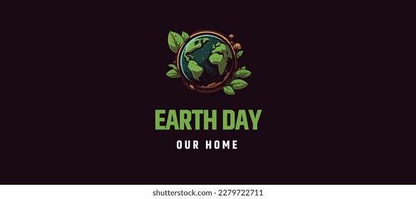 Día de la Tierra, vector mundial, concepto de ecología, hojas verdes