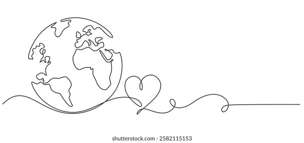 Earth day,Environment day line art style vector illustration