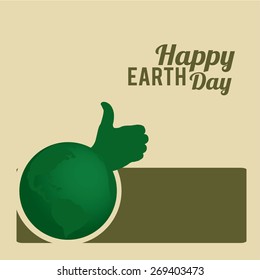 Earth Day,green planet ok hand over color background