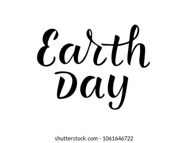 EARTH DAY-hand drawn typography poster. Celebration phrase for card, postcard, event icon, logo, badge. Vector illustration EPS 10. 
