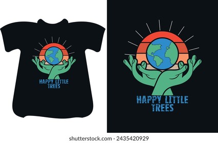 Earth Daytypography global human t shirt design