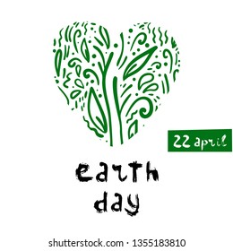 Earth day.Vector illustration,doodle and hand drawn lettering on white background, great design for any purposes.