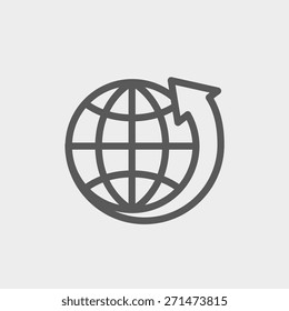 Earth design icon thin line for web and mobile, modern minimalistic flat design. Vector dark grey icon on light grey background.