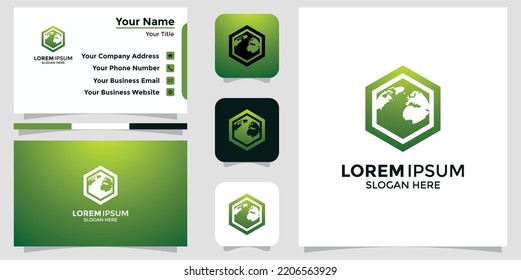 earth design logo and branding card