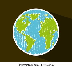 earth design over  brown background vector illustration