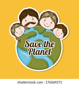 earth design over orange background vector illustration