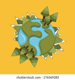 earth design over orange background vector illustration