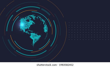The earth designs elements in the middle of the ring. Abstract vector high tech business background. 