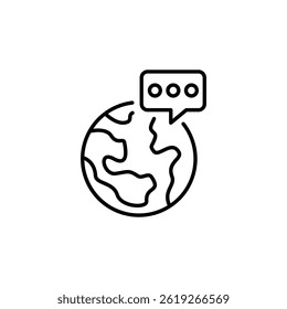 Earth in dialogue, minimal outline art, world communicating concept design