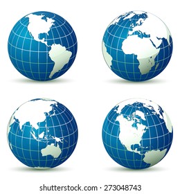 Earth from different angles vector illustration