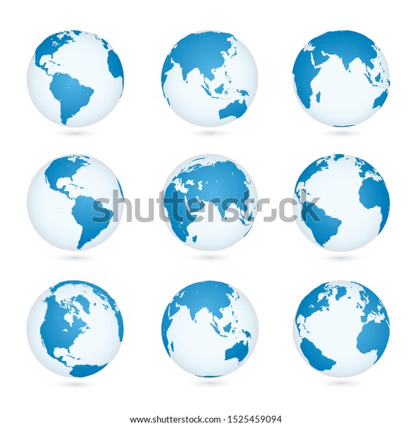 Earth Different Continents Realistic Vector Illustrations Stock Vector ...