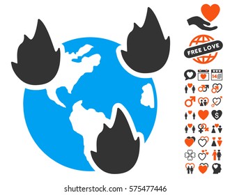 Earth Disasters pictograph with bonus lovely images. Vector illustration style is flat iconic symbols for web design, app user interfaces.