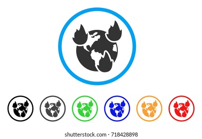 Earth Disasters rounded icon. Style is a flat earth disasters grey symbol inside light blue circle with black, gray, green, blue, red, orange versions. Vector designed for web and software interfaces.