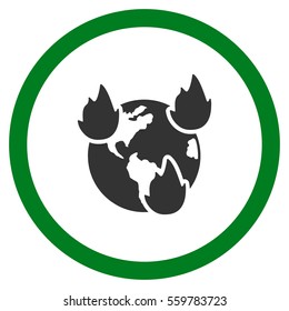 Earth Disasters vector bicolor rounded icon. Image style is a flat icon symbol inside a circle, green and gray colors, white background.