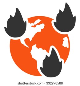 Earth Disasters vector icon. Style is bicolor flat symbol, orange and gray colors, rounded angles, white background.