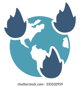 Earth Disasters vector icon. Style is bicolor flat symbol, cyan and blue colors, rounded angles, white background.