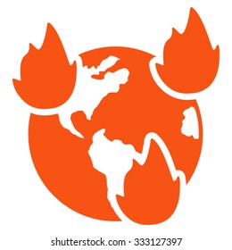 Earth Disasters vector icon. Style is flat symbol, orange color, rounded angles, white background.