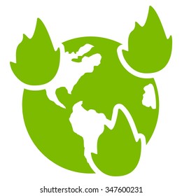 Earth Disasters vector icon. Style is flat symbol, eco green color, rounded angles, white background.