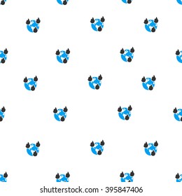 Earth Disasters vector seamless repeatable pattern. Style is flat blue and dark gray earth disasters symbols on a white background.