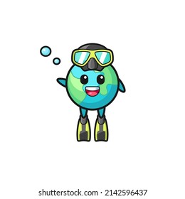 the earth diver cartoon character , cute design