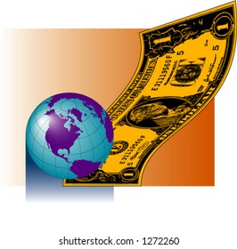 Earth with Dollar Bill
