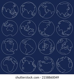 Earth doodle continuous line freehand drawing. Vector illustration.
