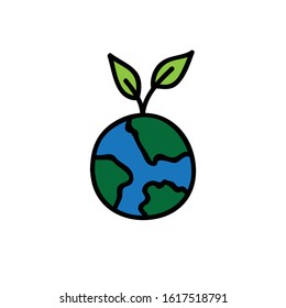 Earth doodle icon, vector illustration