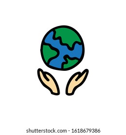 Earth doodle icon, vector illustration