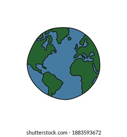 Earth doodle icon, vector illustration