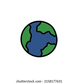 Earth doodle icon, vector illustration