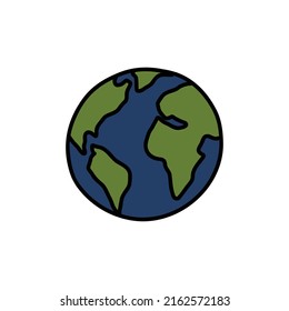 Icono del garabato de la Tierra, ilustración del vector