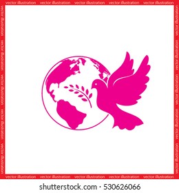 Earth, dove, olive branch icons vector illustration eps10.
