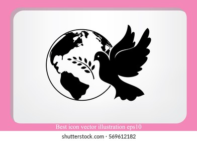 Earth, dove, olive branch icons vector illustration eps10.