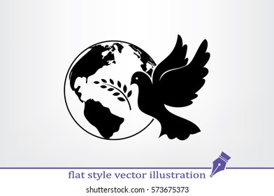 Earth, dove, olive branch icons vector illustration eps10.