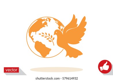 Earth, dove, olive branch icons vector illustration.