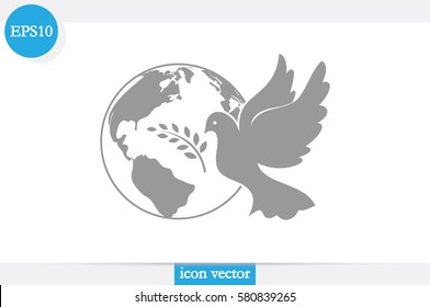 Earth, dove, olive branch icons vector illustration .