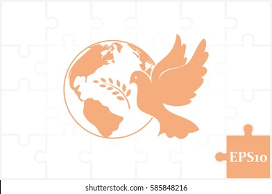 Earth, dove, olive branch icons vector illustration eps10.