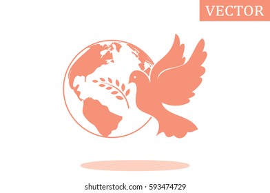 Earth, dove, olive branch icons vector illustration.