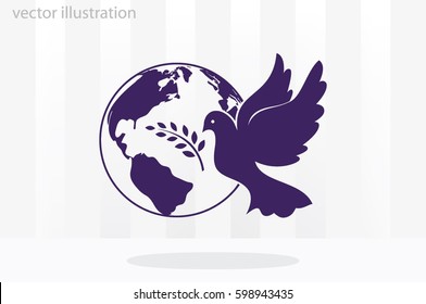 Earth, dove, olive branch icons vector illustration eps10.