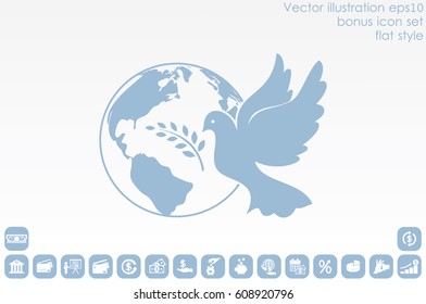 Earth, dove, olive branch icons vector illustration eps10.