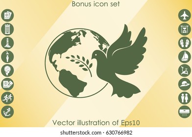 Earth, dove, olive branch icons vector illustration eps10.