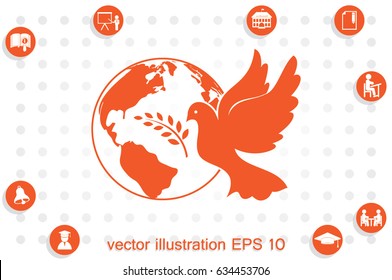 Earth, dove, olive branch icons vector illustration eps10.