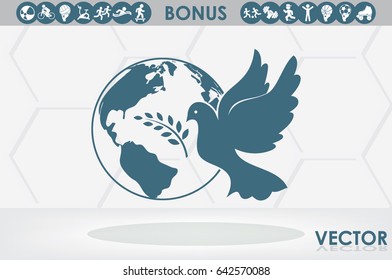 Earth, dove, olive branch icons vector illustration eps10.