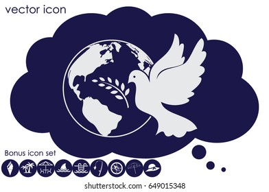 Earth, dove, olive branch icons vector illustration eps10.