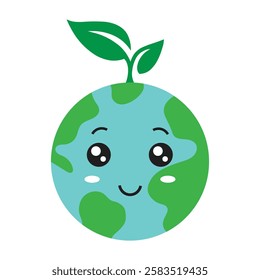 Earth Drawing Cute Cartoon Earth Day Clip Art Illustration for go green event